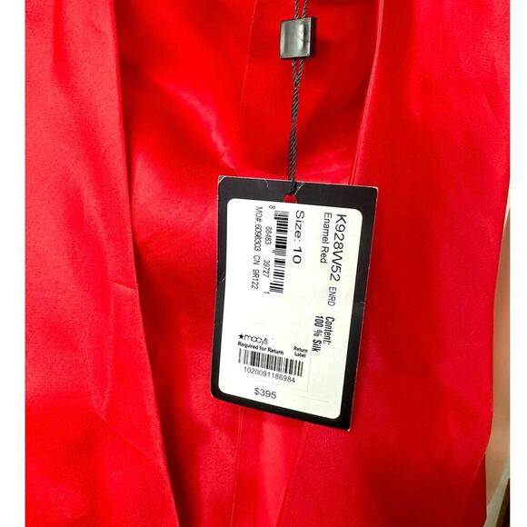 St. John Evening 100% Silk Enamel Red Women’s Halter Tie Neck Blouse Size 10 NWT - Picture 8 of 17
